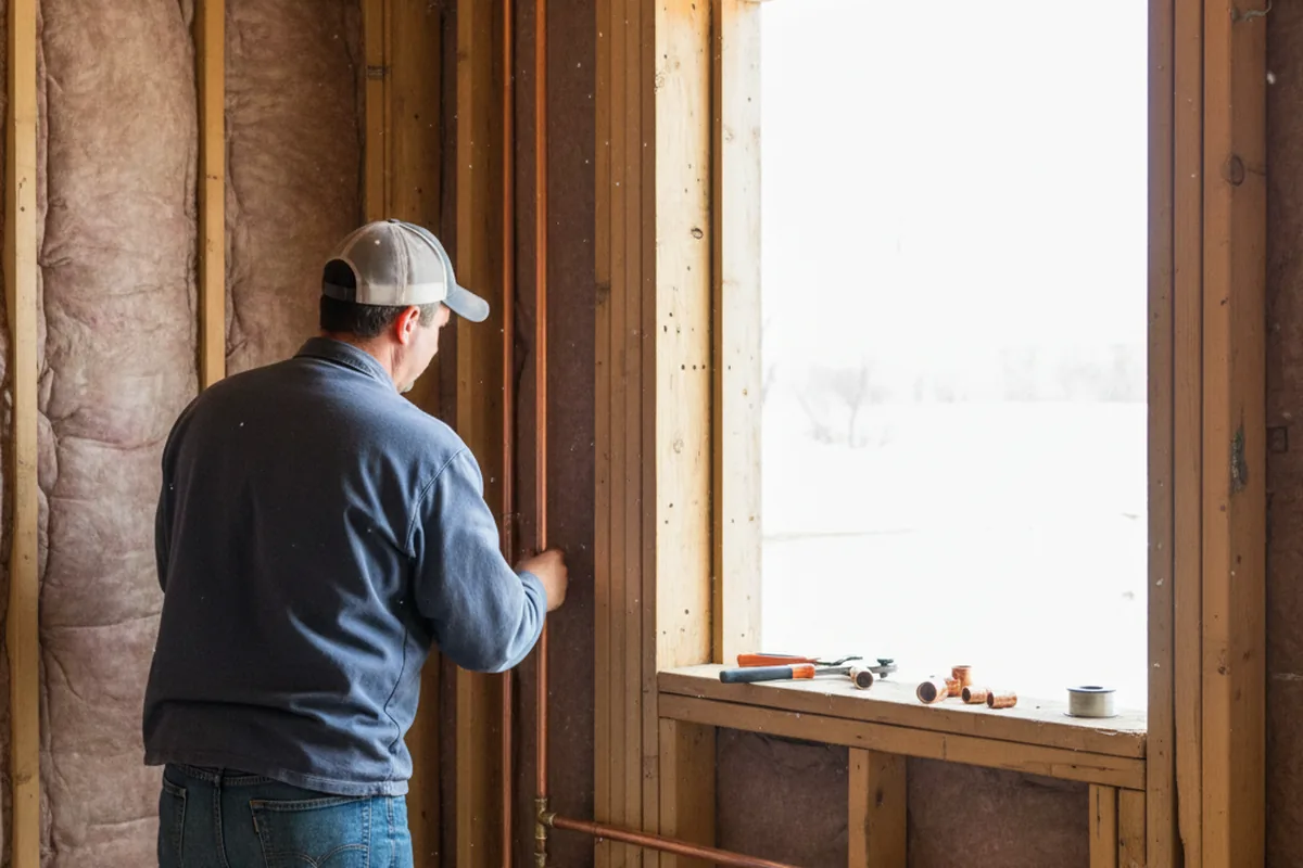 Licensed plumber running new copper supply lines in a Blaine home