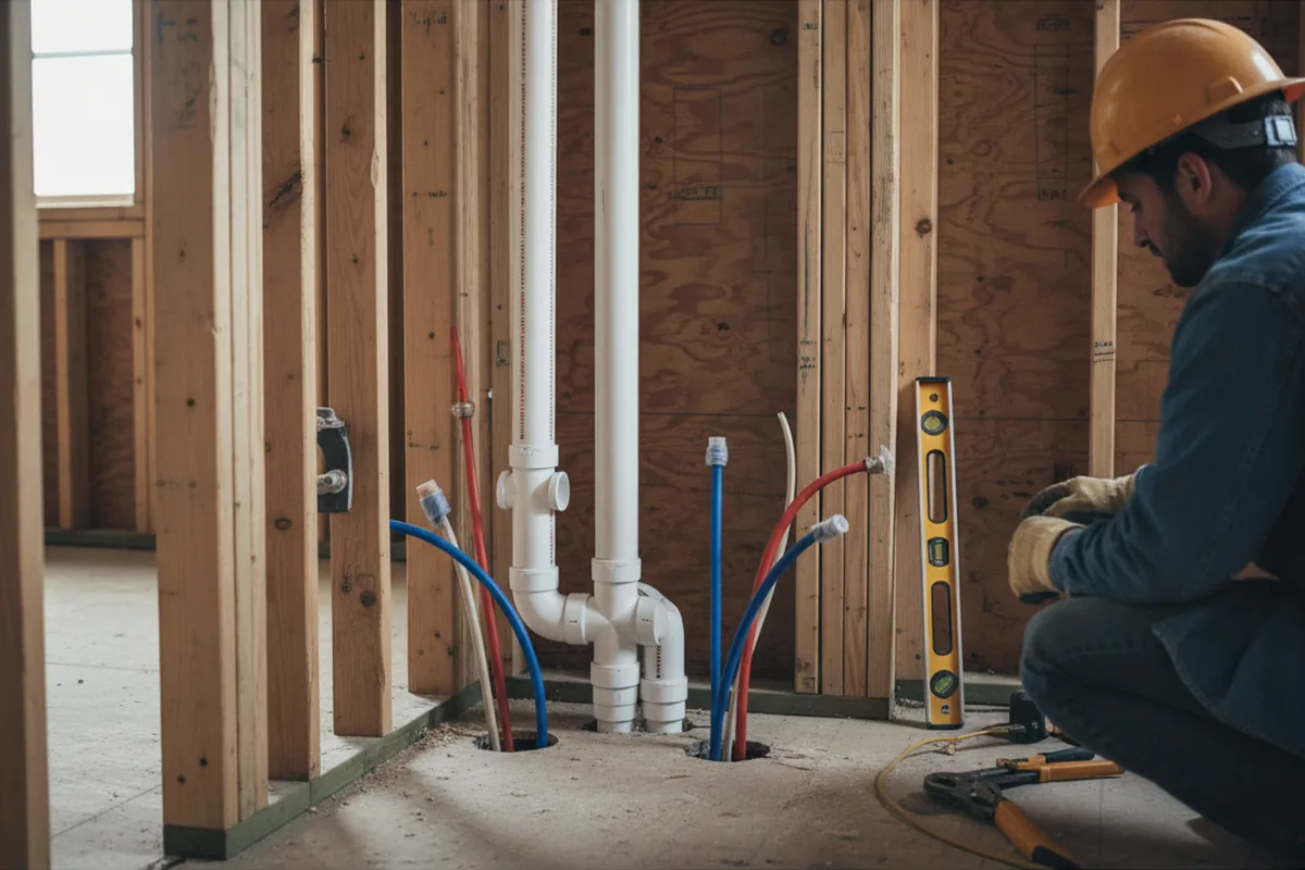 Drain and supply rough-in during Leak Detection in Blaine